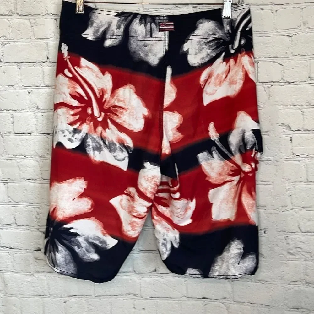 Billabong Men’s‎ Black Orange Floral Swim Trunks Board Shorts Swimwear 32